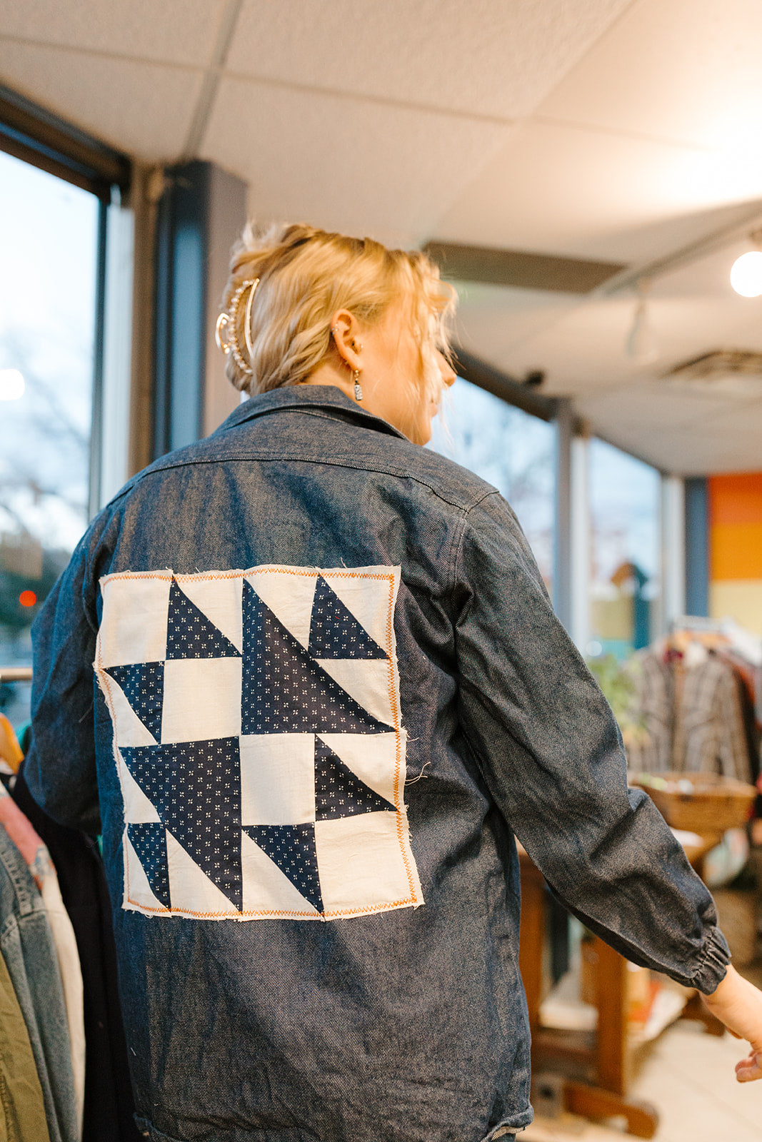 ジャケット・アウター Patchwork Design No Collar Jacket Patchwork Jacket-Medium | Create Good Company