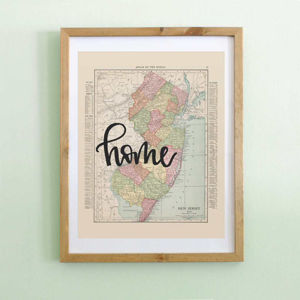 Vintage New Jersey State Map Print