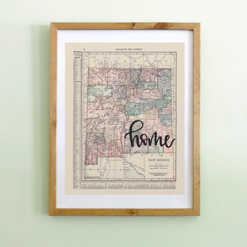 Vintage New Mexico State Map Print