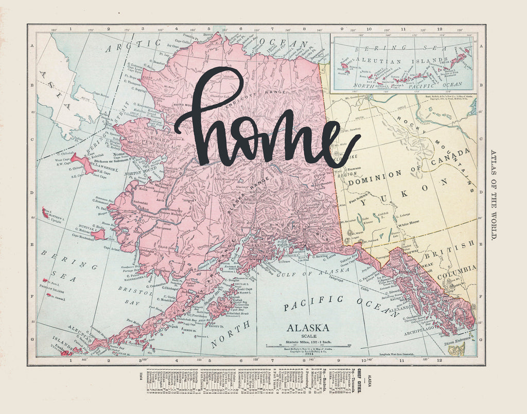 Vintage Alaska State Map Print