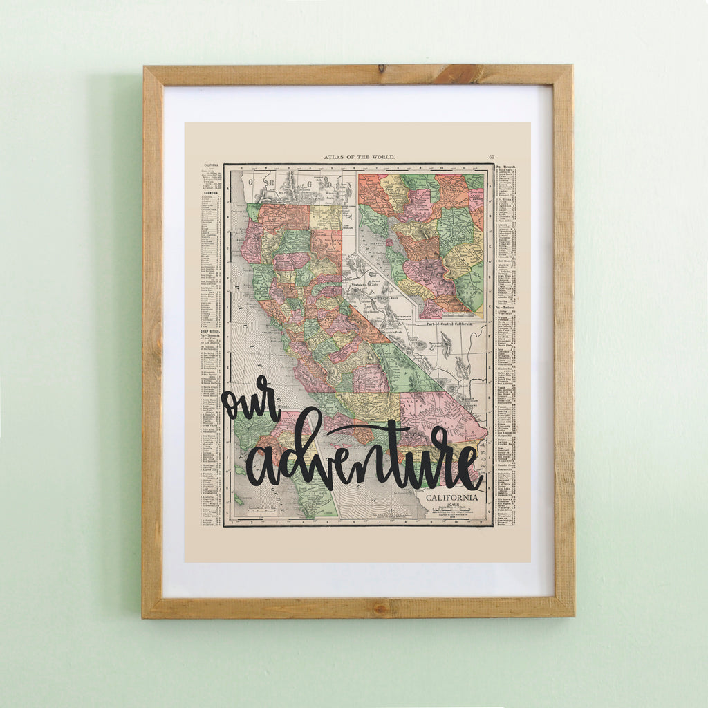 Vintage California State Map Print