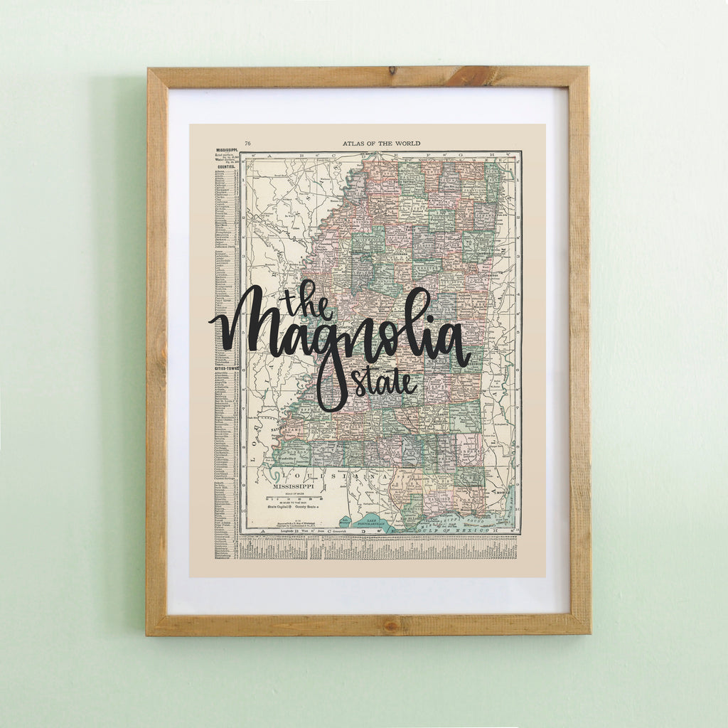Vintage Mississippi State Map Print