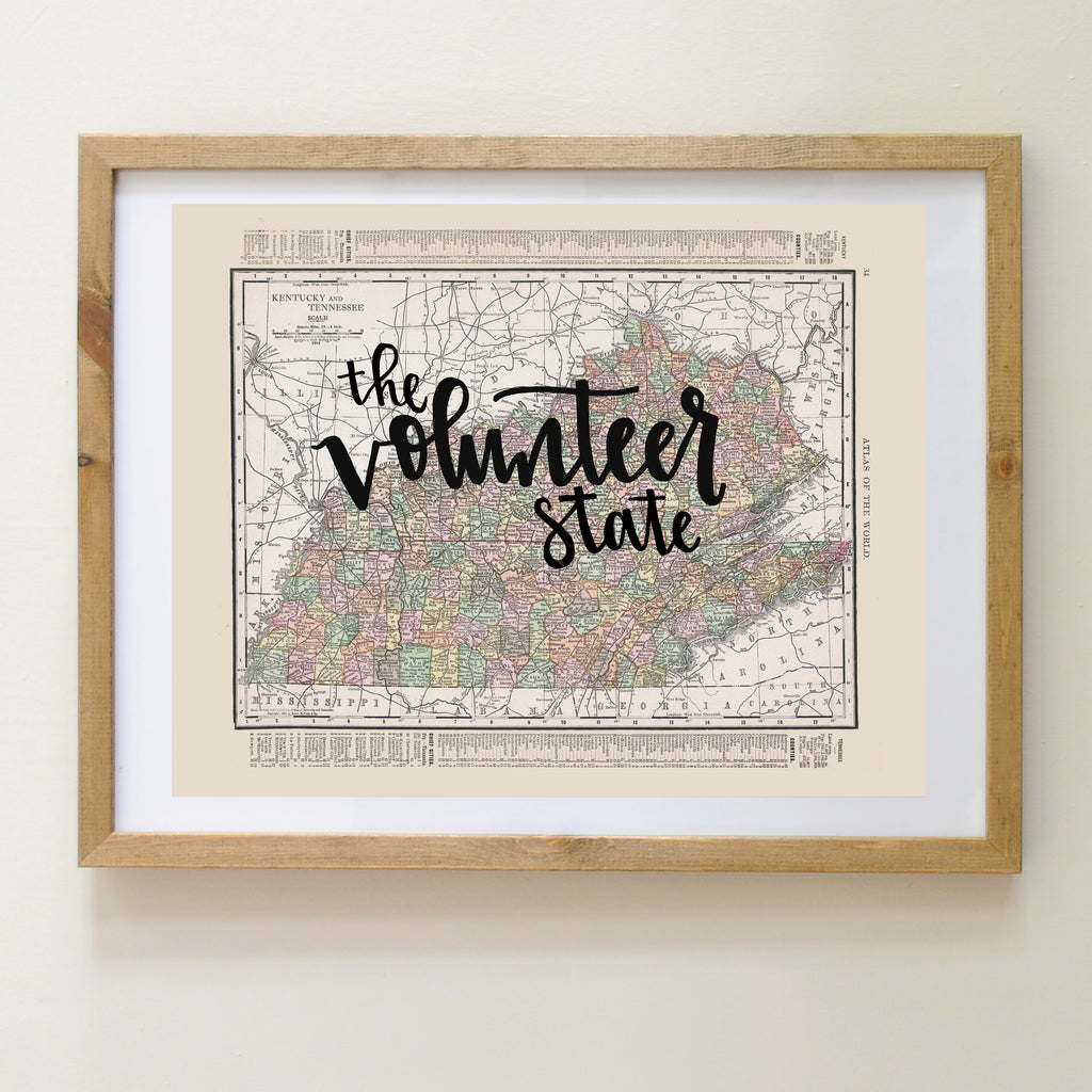 Vintage Tennessee State Map Print